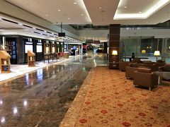 【 Emirates First Class Lounge (A-Gates)】

もともと2時間50分の乗り継ぎ時間で28分早着したので，時間的には余裕があります。KIXへのEK316便の搭乗口はA24になっていました。往路とは逆に，到着したコンコースBから，TrainでコンコースAに移動。

おれがファーストクラスだったため，ビジネスに搭乗していたゆうすけも，ファーストクラス・ラウンジを無料で利用することができました。同じ便の乗客なら1名だけ，ファースト・ラウンジに招待できる規則になっています。

写真は，コンコースAのファーストクラス・ラウンジ。1フロア全部がラウンジになっていて，免税店もあり（ただし，めっちゃ高い物しか売ってない！），ラウンジから直接，搭乗できます。1階上がビジネスクラス・ラウンジです。

ビジネスクラス・ラウンジは，午前0時～午前3時ぐらいが最も混雑する時間帯のようですが，その時間帯でもファーストクラス・ラウンジは比較的空いている印象でした。ラウンジを有料でアップグレードする値打ちもあると思います。エミレーツ・スカイワーズ会員の場合，ファーストクラス・ラウンジへのアップグレードは105米ドル，非会員は136.50米ドルです。
