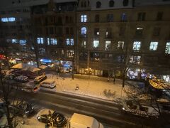 ホテルに戻りました。休憩して夜のマーケットも見に行く予定でしたが、まだ雪が降っていて道路にもかなり積もっている。それに、とても寒いので断念！近くで夕食にします。